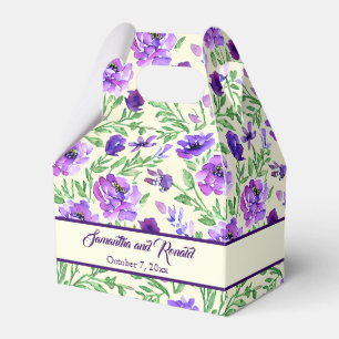 Ballotins Mariage floral personnalisé violet et vert 