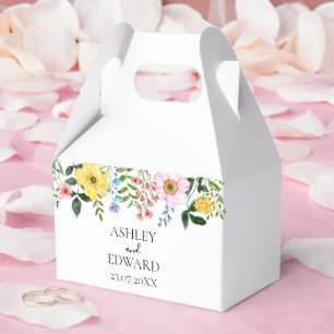 Ballotins Mariage Floral Printanier Moderne Jaune Bleu Rose