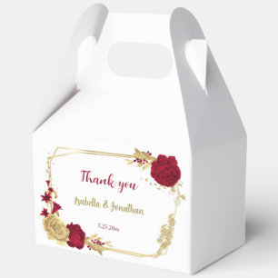 Ballotins Mariage floral romantique bordeaux or