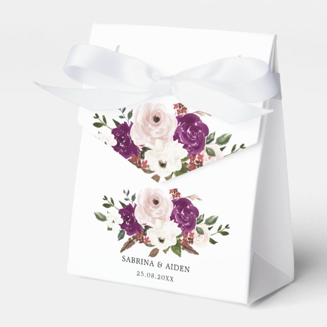 Ballotins Mariage floral rose rose rose prune moderne (Verso)