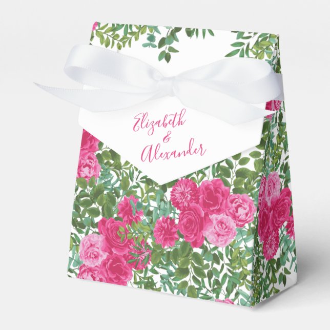 Ballotins Mariage floral rose vif (Verso)