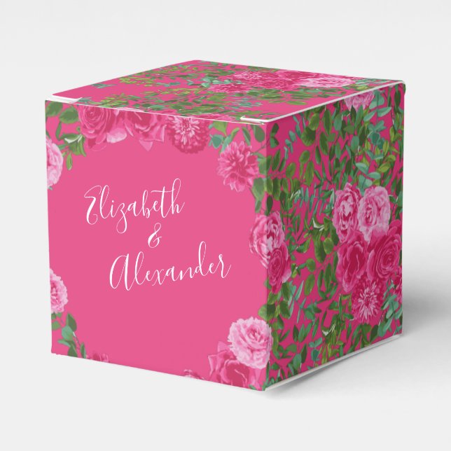 Ballotins Mariage floral rose vif (Verso)