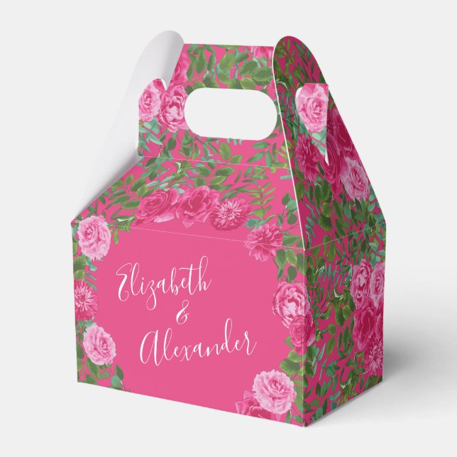 Ballotins Mariage floral rose vif (Verso)