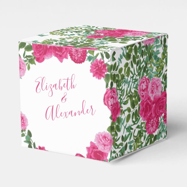 Ballotins Mariage floral rose vif (Verso)