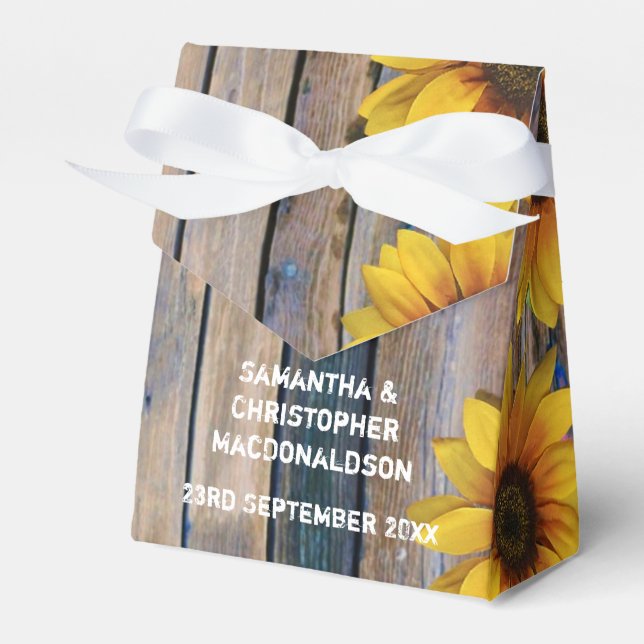 Ballotins Mariage floral rustique de tournesol jaune (Verso)