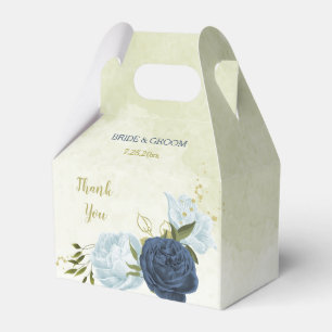 Ballotins mariage floral verdure bleu poussiéreux marine
