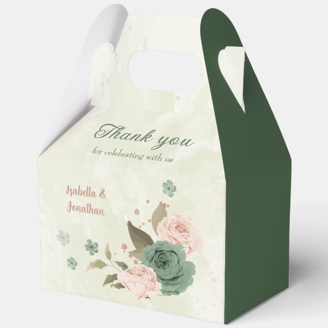 Ballotins mariage floral vert sauge (Recto)