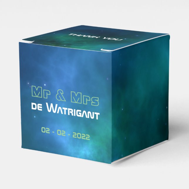 Ballotins Mariage Galaxy bleu et vert (Verso)