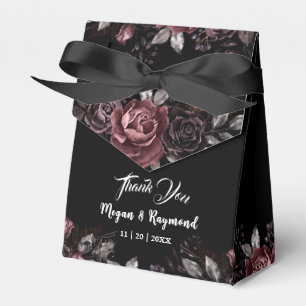 Ballotins Mariage gothique élégant à fleurs noires foncées