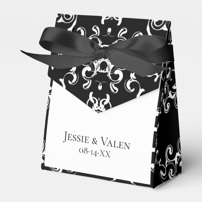 Ballotins Mariage gothique tourbillon noir et blanc (Verso)