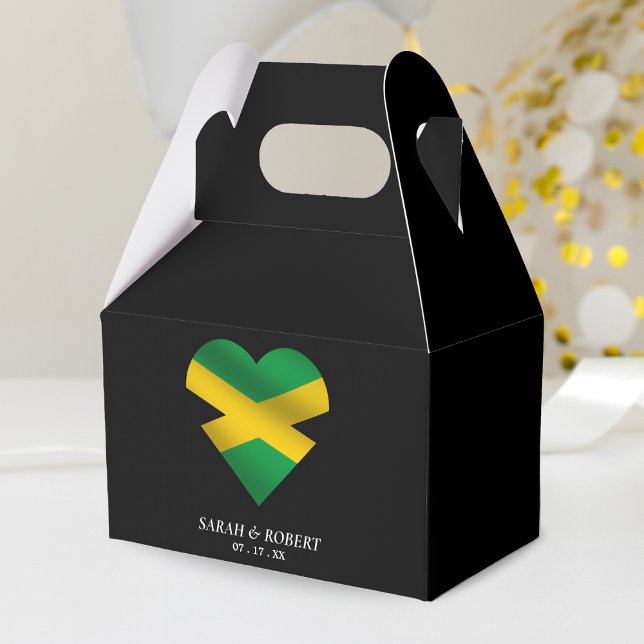 Ballotins Mariage jamaïcain du coeur du drapeau (Jamaica Jamaican Flag Heart Wedding Favor Box)