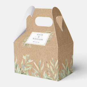 Ballotins Mariage Kraft Rustique Feuillage Vert