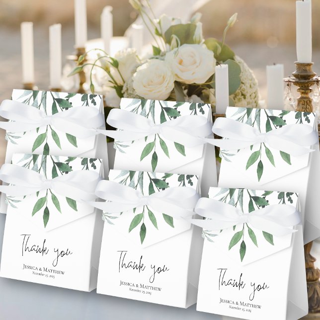 Ballotins Mariage Merci Eucalyptus (Thank You Eucalyptus Wedding Favor Box)