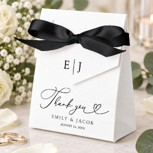 Ballotins Mariage Minimaliste Chic Monogramme Noir et Blanc