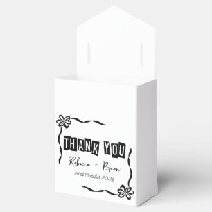Ballotins Mariage minimaliste en Merci noir et blanc Faveur 