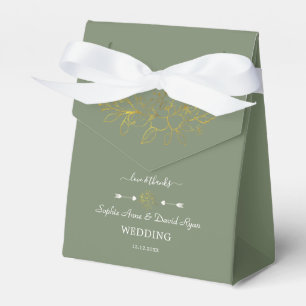 Ballotins Mariage Minimaliste Fleurs Dorées Vert Sauge