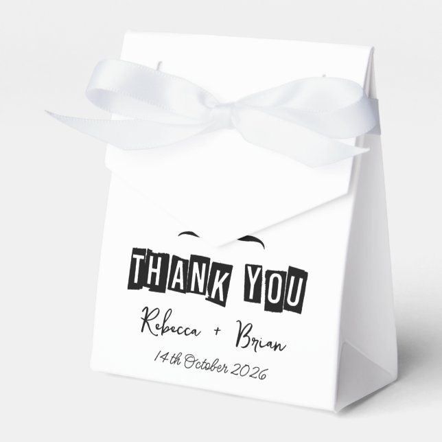 Ballotins Mariage Minimaliste Noir & Blanc Merci (Verso)