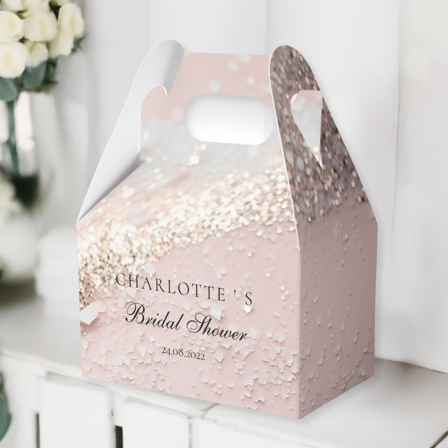 Ballotins Mariage Moderne à Paillettes  (Modern, Glitter Bridal Shower Favor Boxes with your name & date.)