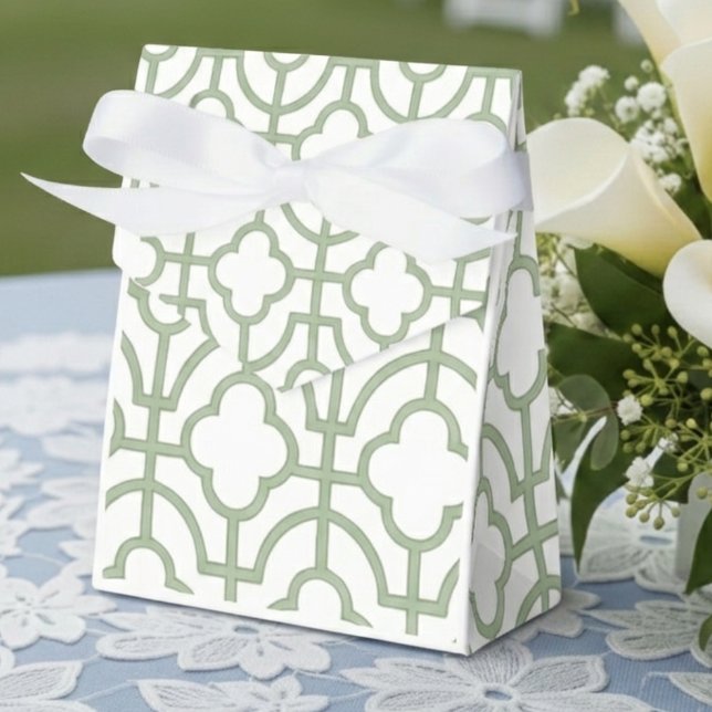 Ballotins Mariage Moderne Chartreuse à Quatre Feuilles (Modern Chartreuse Quatrefoil Wedding Favor Boxes)
