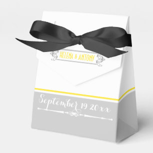 Ballotins Mariage moderne jaune, gris, blanc vintage