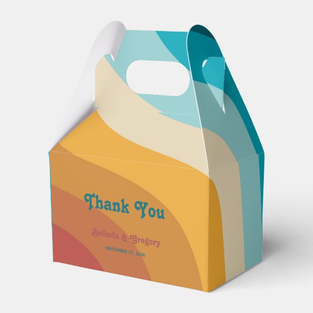 Ballotins Mariage moderne Retro 70 coloré Rainbow Waves (Verso)