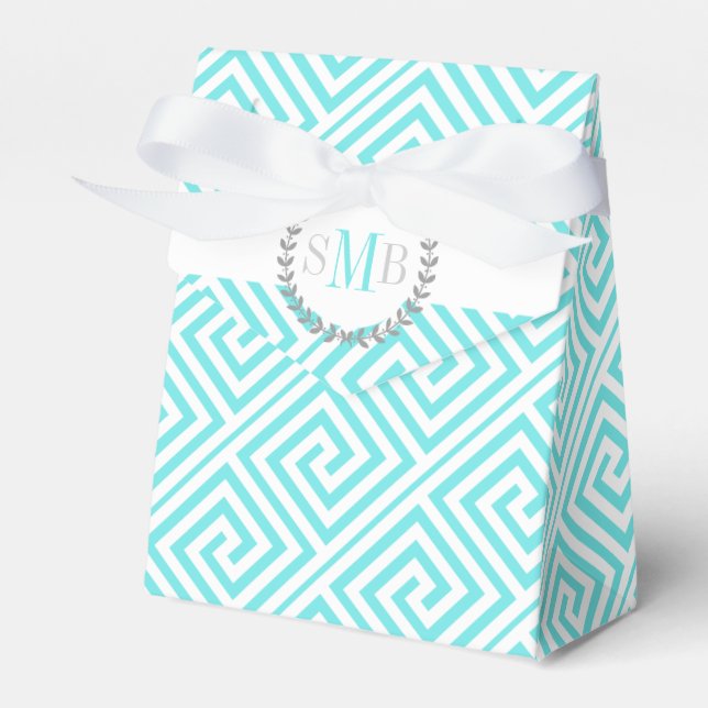 Ballotins Mariage monogramme blanc bleu Aqua (Verso)