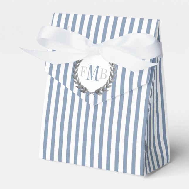 Ballotins Mariage monogramme bleu et blanc poussiéreux (Verso)