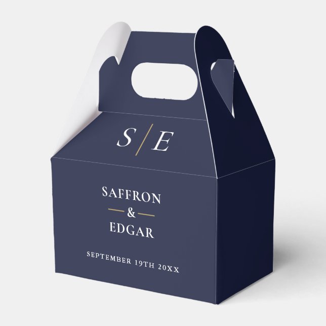 Ballotins Mariage Monogramme Bleu Nuit Et Or (Verso)