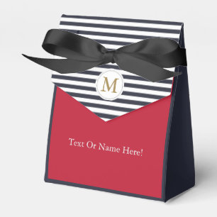 Ballotins Mariage Monogramme Bloc de Couleur Rayures Navy Ch