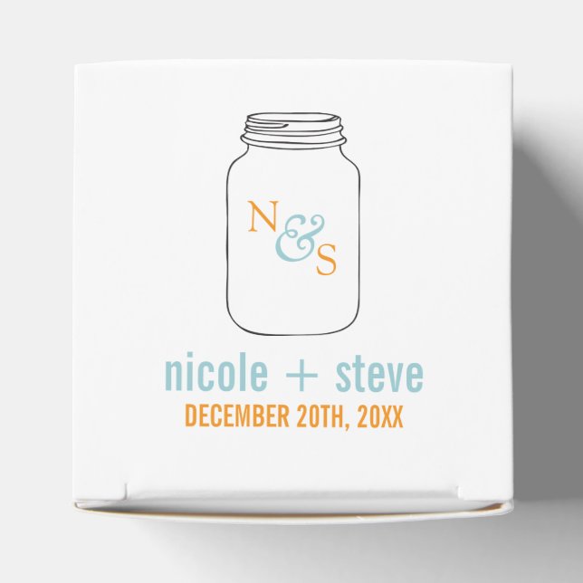 Ballotins Mariage Monogramme de menthe et de Tangerine Mason (Haut)