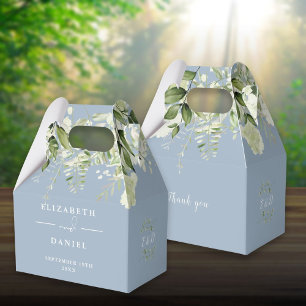 Ballotins Mariage Monogramme Floral Végétal Bleu Poussiéreux