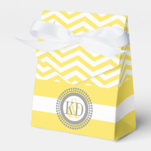 Ballotins Mariage motif de zigzag de chevron jaune et blanc