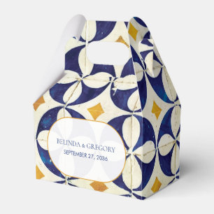 Ballotins Mariage Motif vintage bleu et jaune portugais