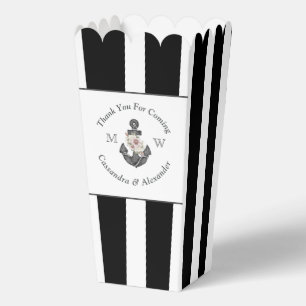 Ballotins Mariage Naution Floral Anchor Noir Blanc Popcorn