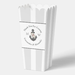 Ballotins Mariage nautique Ancre florale gris argenté