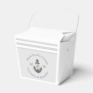 Ballotins Mariage nautique floral ancre gris argent