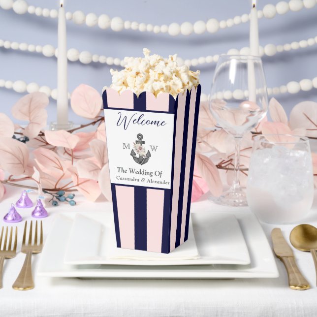 Ballotins Mariage nautique Floral Ancre Rose Marine Bienvenu (Mariage)