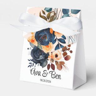 Ballotins Mariage Navy Blue and Orange Peony