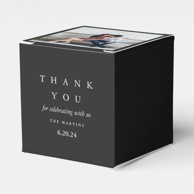 Ballotins Mariage noir blanc Merci photo personnalisé (Verso)