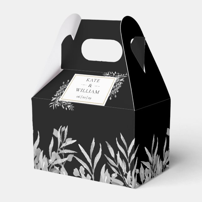 Ballotins Mariage noir et blanc avec feuillage doré  (Verso)