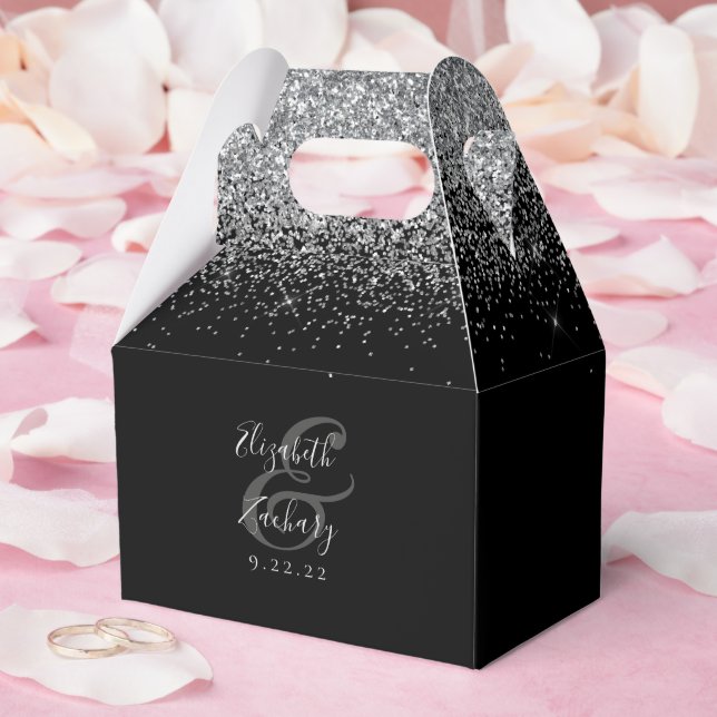 Ballotins Mariage Paillettes Noir Argent Moderne (Mariage)