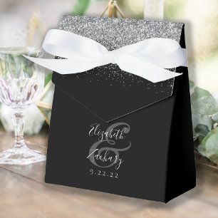 Ballotins Mariage Paillettes Noir Argent Moderne