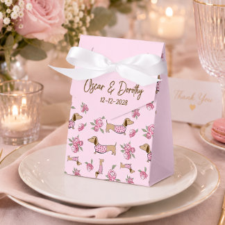 Ballotins Mariage personnalisé Dachshund & Pivoines Floral R