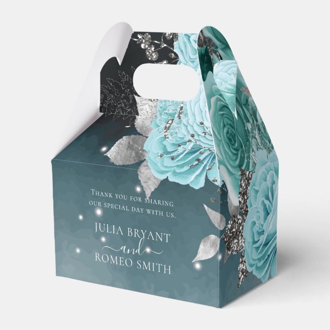 Ballotins Mariage Personnalisé Fleurs Bleu Poussiéreux (Verso)