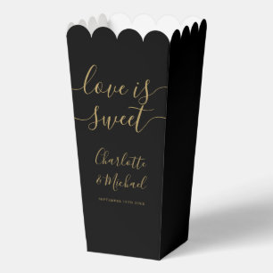 Ballotins Mariage Popcorn Love Is Sweet Noir Et Or