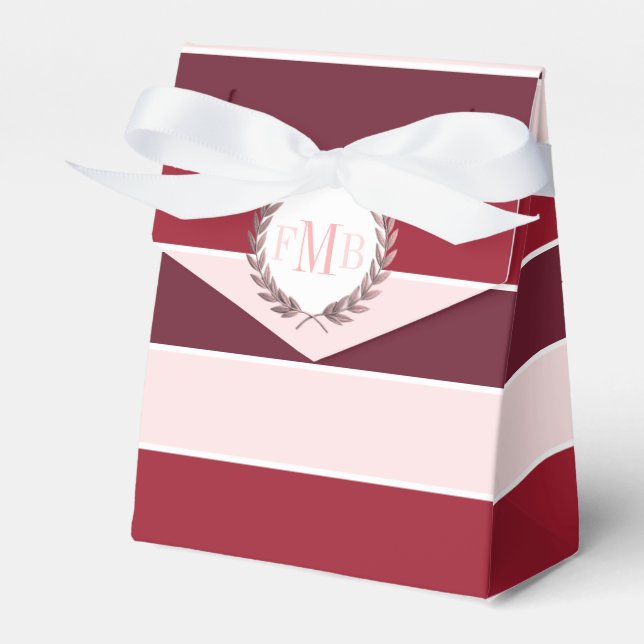 Ballotins Mariage rayures bordeaux et rose et initiales (Verso)