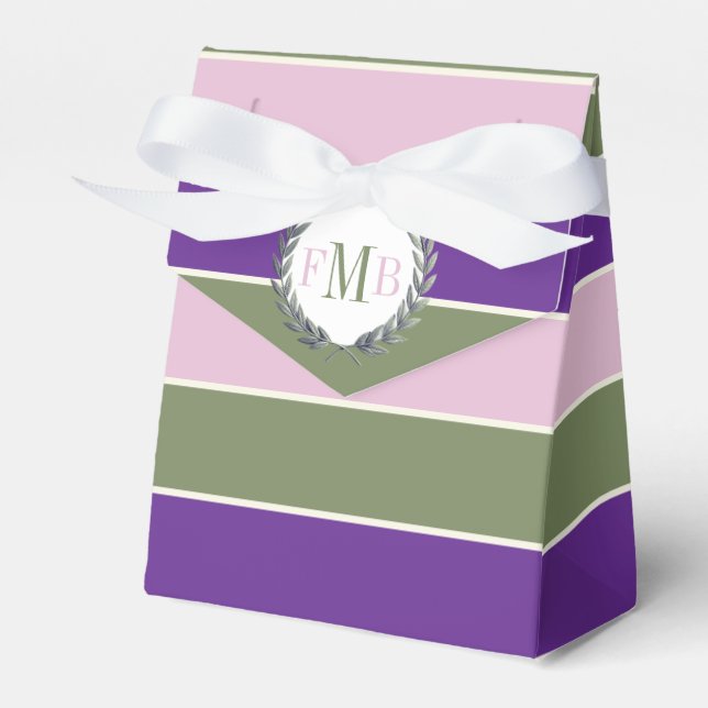 Ballotins Mariage rayures rose violet et vert et initiales (Verso)