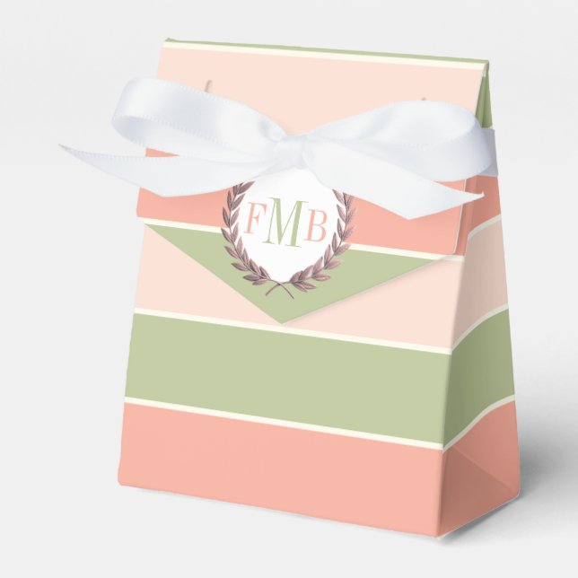 Ballotins Mariage rayures roses et vertes et initiales (Verso)
