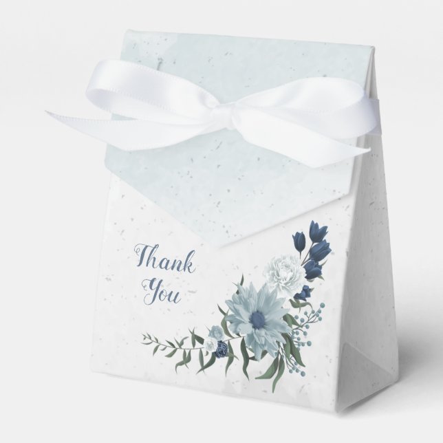 Ballotins mariage romantique aux fleurs blanches, bleu marin (Verso)