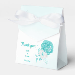 Ballotins mariage romantique aux fleurs turquoise